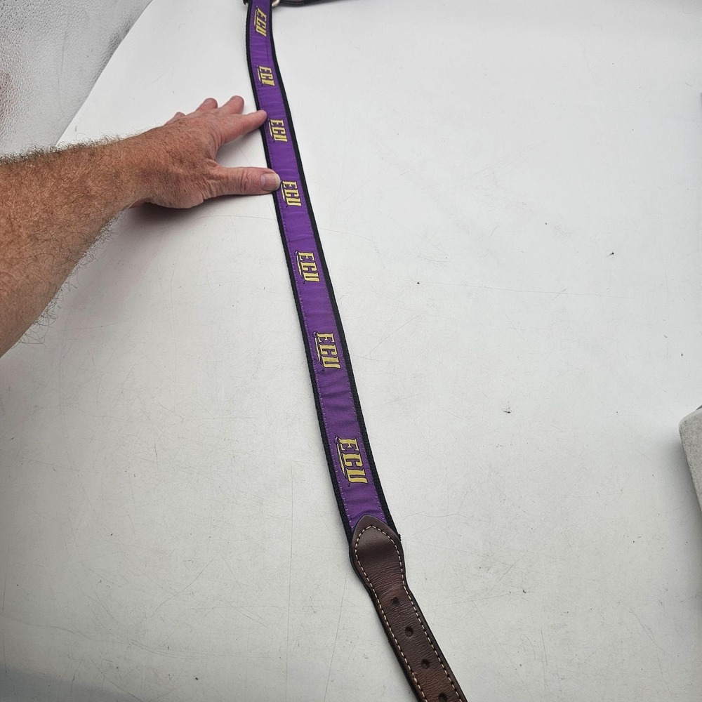 East Carolina Pirates Belt Mens 42 Purple NCAA Football ECU Solid Brass - Picture 7 of 7